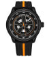 ფოტო #1 პროდუქტის Men's Black Rubber Silicone Strap with Orange Stripe Watch 44mm