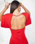 Фото #6 товара ASOS DESIGN Tall plunge neck ruched side midi dress with split in red