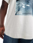 Pull&Bear ocean back printed t-shirt in beige