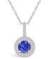 ფოტო #1 პროდუქტის Tanzanite (1-3/8 Ct. t.w.) and Diamond (3/8 Ct. t.w.) Halo Pendant Necklace