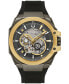 Men's Marc Anthony Automatic Chronograph Maquina Black Silicone Strap Watch 46mm