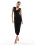 Фото #1 товара Naked Wardrobe ruched bodycon midi dress with hood in black