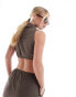 Фото #4 товара 4th & Reckless cropped tie front linen beach top co-ord in brown