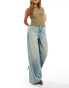 Фото #1 товара River Island midrise wide leg jean in lightwash blue