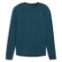 Puma Seasons Running Logo Crew Neck Long Sleeve Athletic T-Shirt Mens Blue Casua