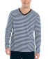 ფოტო #1 პროდუქტის Men's V-Neck Striped Long Sleeve T-Shirt
