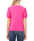 ფოტო #3 პროდუქტის Women's Short Puff Sleeve Mixed Media Knit Top