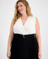 Plus Size Surplice-Neck Sleeveless Dress Черный, 16W - фото #4