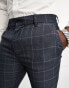 Фото #6 товара New Look skinny suit trousers in grey & blue check