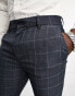 New Look skinny suit trousers in grey & blue check