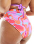 ASOS DESIGN Curve reversible high leg high waist bikini bottom in abstract print