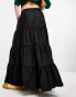 COLLUSION tiered maxi skirt in black 36 - фото #6