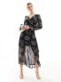 Фото #1 товара New Look v neck chiffon ruffle midaxi dress in black pattern