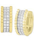 ფოტო #1 პროდუქტის Men's Diamond Ridged Small Hoop Earrings (1/3 ct. t.w.) in 10k Gold, 15mm