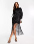 Фото #1 товара ASOS DESIGN embellished fringe beaded mini dress with beaded hem in black