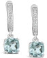 Фото #3 товара Aquamarine (2-1/2 ct. t.w.) and Diamond (1/10 ct. t.w.) Drop Earrings in Sterling Silver