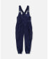 Фото #1 товара Big Girls Velvet Stretch Cargo Overalls Navy