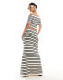 Фото #4 товара ASOS DESIGN knitted maxi skirt in textured stripe