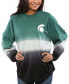 Фото #1 товара Women's Green Michigan State Spartans Ombre Long Sleeve Dip-Dyed T-shirt