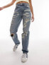 Женские джинсы Topshop Dad-Jeans in Mittelblau mit extremem Zierrissen & Abnutzungen W30 L30 - фото #7