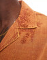 Bershka rustic embroidered shirt in orange