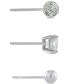 ფოტო #3 პროდუქტის 3-Pc. Set Cubic Zirconia, Crystal, & Polished Stud Earrings in Sterling Silver, Created for Macy's