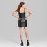 Фото #2 товара Women's Faux Leather Zip Front Mini Pinafore Dress - Wild Fable