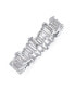 Modern Classic Cubic Zirconia CZ Staggered Alternating Zigzag Baguette Eternity Band Ring For Women 14K Gold Plated .925 Sterling Silver