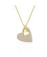 Sterling Silver 14k Yellow Gold Plated with Cubic Zirconia Pave Double Dangle Heart Charm Pendant Layering Necklace