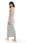 Object slubby knit maxi dress in serenity blue stripe Серый, XS - EU 34-36 - фото #4