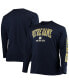 ფოტო #3 პროდუქტის Men's Navy Notre Dame Fighting Irish Big and Tall 2-Hit Long Sleeve T-shirt