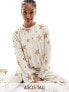 Фото #1 товара ASOS DESIGN Tall viscose star long sleeve top & trouser pyjama set in cream