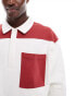 Фото #2 товара ASOS DESIGN colour block extreme oversized polo sweatshirt in white and red