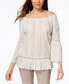 Фото #1 товара Style & Co Women's Off The Shoulder Crochet Trim Top Bailey Stripe White L