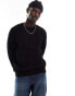 ADPT oversized fisherman rib crew neck jumper in black