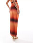 Фото #4 товара ASOS DESIGN co-ord mesh maxi skirt in sunset ombre print