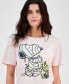 ფოტო #3 პროდუქტის Juniors' Mummy Snoopy Halloween Graphic Crewneck Tee