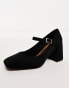 ASOS DESIGN Wide Fit Selene mary jane mid block heeled shoes in black