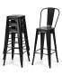 Фото #10 товара Set of 4 High Back Metal Stool 30'' Seat Bar Height