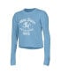 Women's Blue Notre Dame Fighting Irish Boyfriend Cropped Long Sleeve T-shirt Синий, XL - фото #3