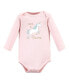 ფოტო #3 პროდუქტის Baby Girls Cotton Long-Sleeve Bodysuits, Glitter Unicorn, 3-Pack