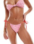 Фото #1 товара ASOS DESIGN Delilah tie side bikini bottom in pink & red ditsy floral