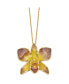 Фото #3 товара Diamond2Deal 24K Gold-trim Lacquer Dipped Purple Yellow Dendrobium Orchid Necklace