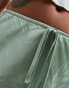 4th & Reckless satin drawstring waist maxi skirt in sage green