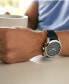 ფოტო #6 პროდუქტის Men's CZ Smart Hybrid Sport Black Leather Strap Smart Watch 43mm