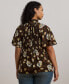 Plus Size Flutter-Sleeve Floral Top