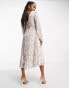 Forever New Petite ruched pleated midaxi dress in blue floral