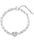 ფოტო #1 პროდუქტის EFFY® Diamond Pavé Heart Paperclip Link Bracelet (1/5 ct. t.w.) in Sterling Silver