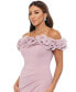 Фото #4 товара Women's Scuba-Crepe Ruffled Off-The-Shoulder Fit & Flare Gown