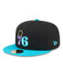 Фото #1 товара Men's Black, Turquoise Philadelphia 76ers Arcade Scheme 59FIFTY Fitted Hat